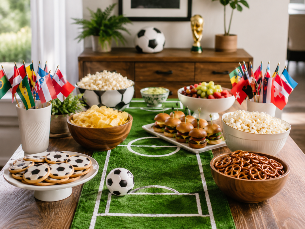 World Cup soccer field snack table