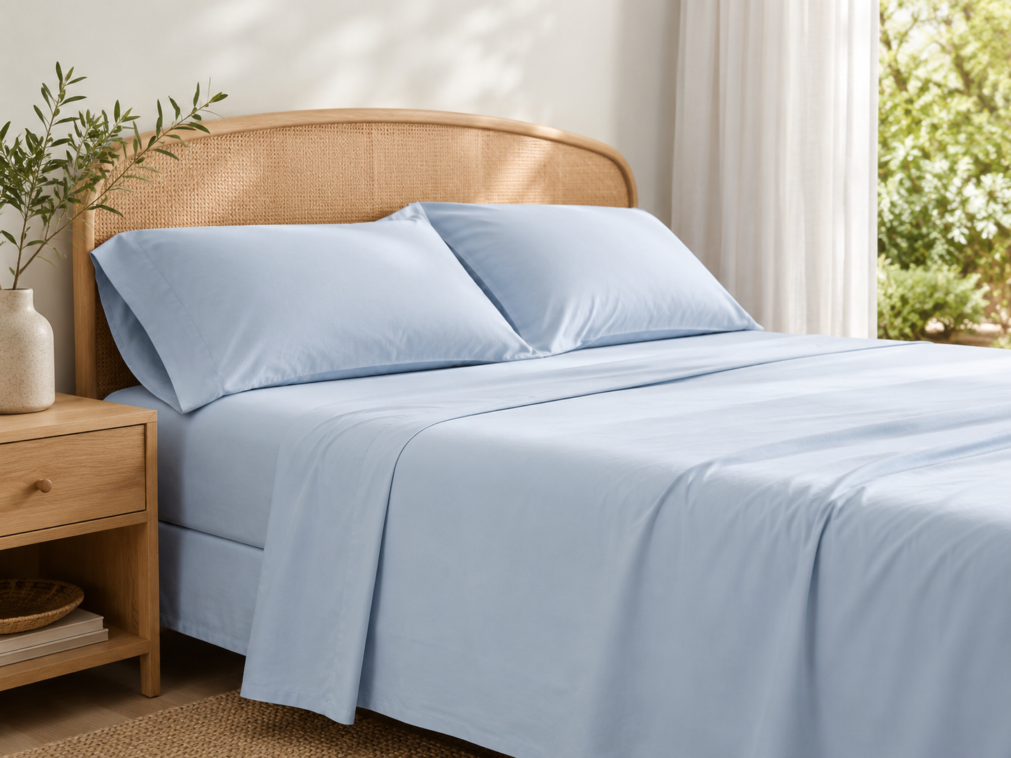 cooling bedding for hot sleepers with cotton percale sheets