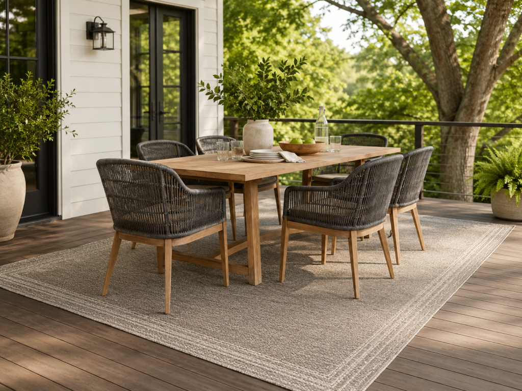 17 Best Outdoor Rugs Under $100 for Patios and Decks 3 large outdoor rug under $100 for a deck dining area