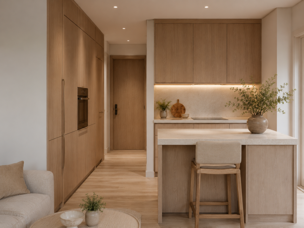 open-plan invisible kitchen blending seamlessly with the living room