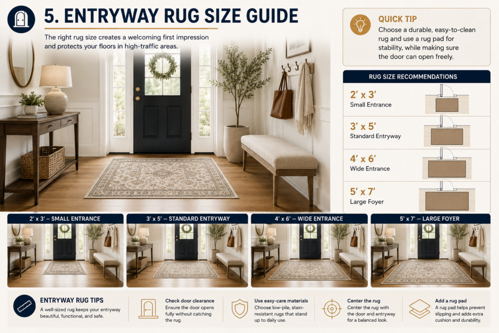 entryway rug size guide for small standard wide and large foyers